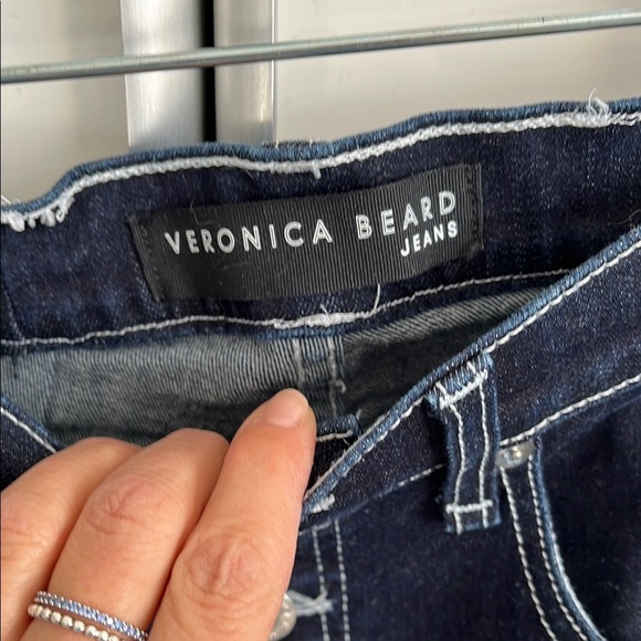 VERONICA BEARD Debbie 10”Skinny Contrast Stitch Dark Denim Jeans, SZ 30 - Picture 7 of 11